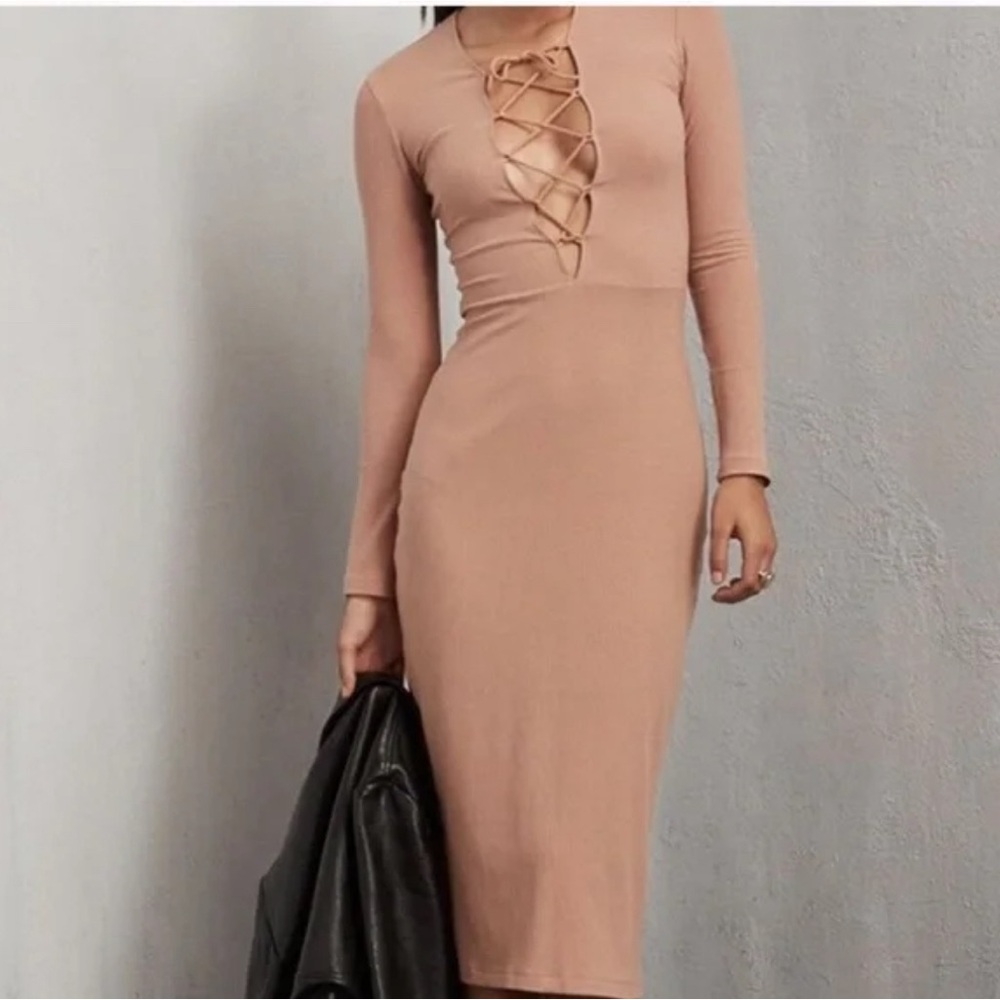 Reformation Lace up Midi dress